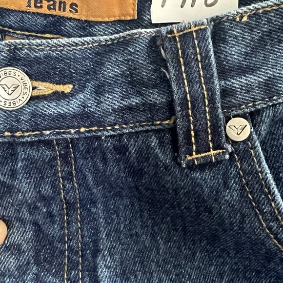 Vibes Gold Label Jeans Shorts Men SZ 38 Denim Cyber Baggy Wide Leg Pipe VTG Y2K - Picture 10 of 12